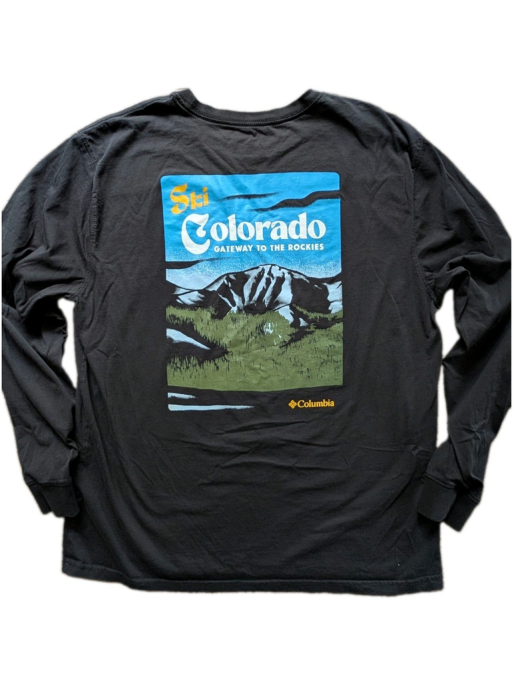 Columbia Telluride Ski Colorado Rockies Mens XL Long Sleeve Black TShirt